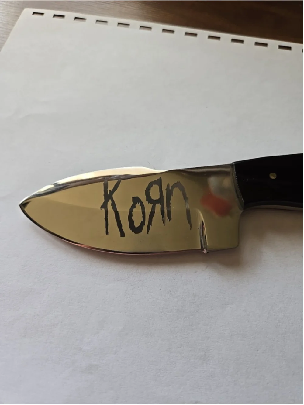 Custom Handmade USA Fixed Blade Knife With KORN Etched In Blade 8